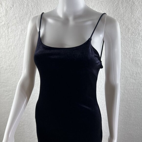 VTG Dress Womens 6 BLUE Velvet Maxi Slip Y2K 90s Romantic Goth Vampy Prom HOCO - Picture 8 of 15